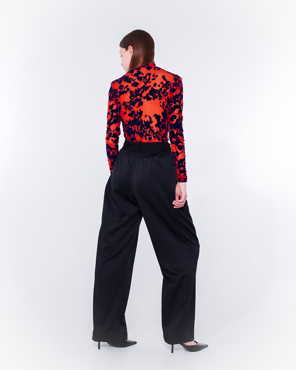 Flocked Power Net Tops(Orange)
