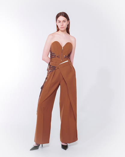 Fan-lacing Trousers (Brown)