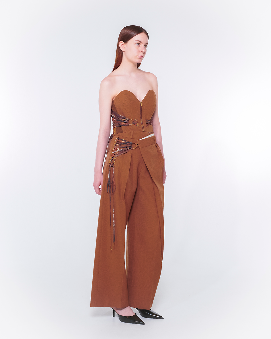 Fan-lacing Trousers (Brown)