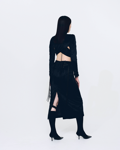 Fan-lacing Velour Skirt