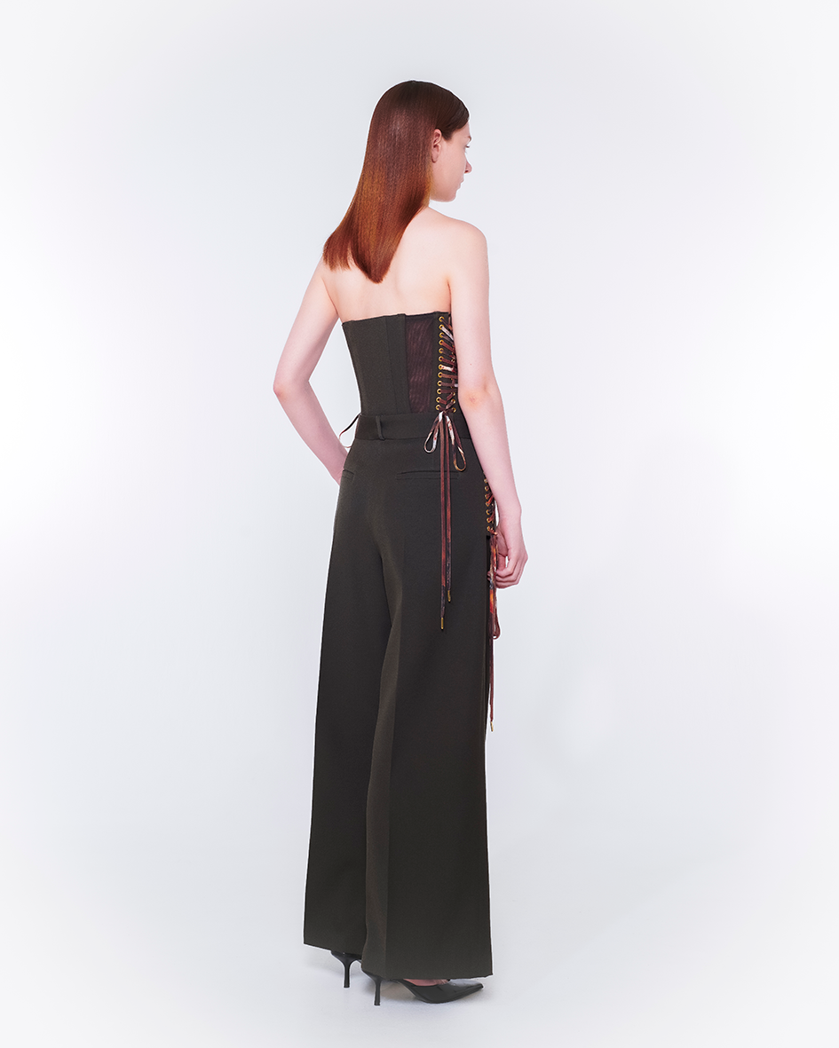 Fan-lacing Trousers (Charcoal Brown)