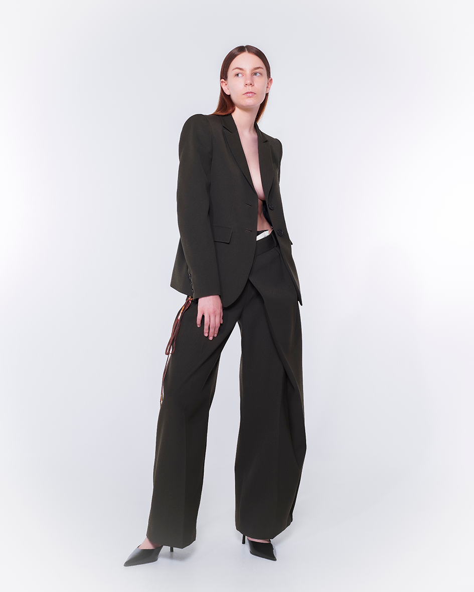 Power Shoulder Jacket (Charcoal Brown)