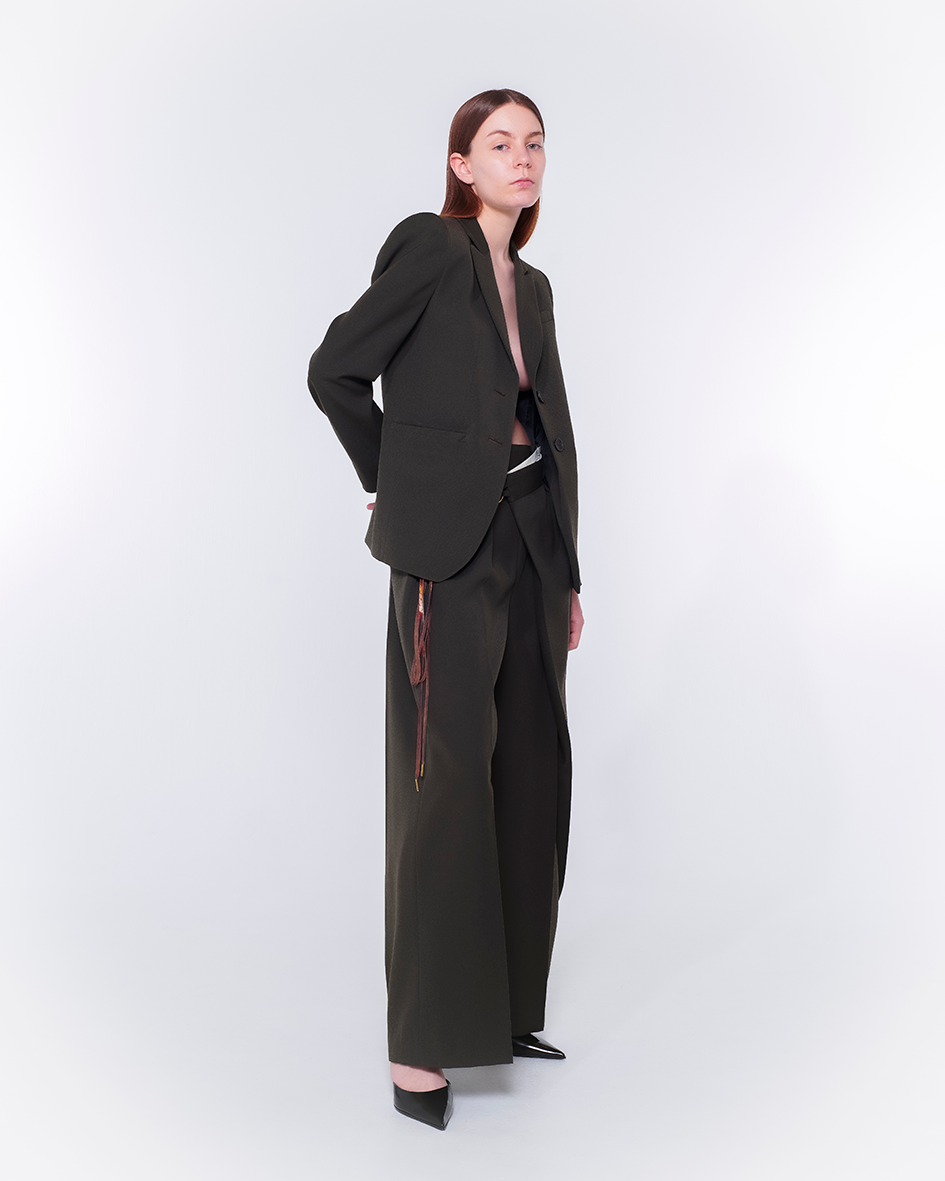 Power Shoulder Jacket (Charcoal Brown)