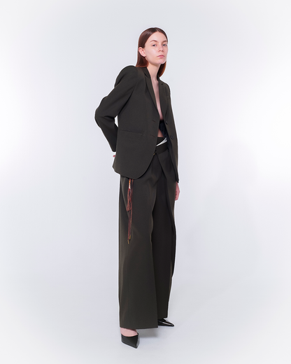 Power Shoulder Jacket (Charcoal Brown)
