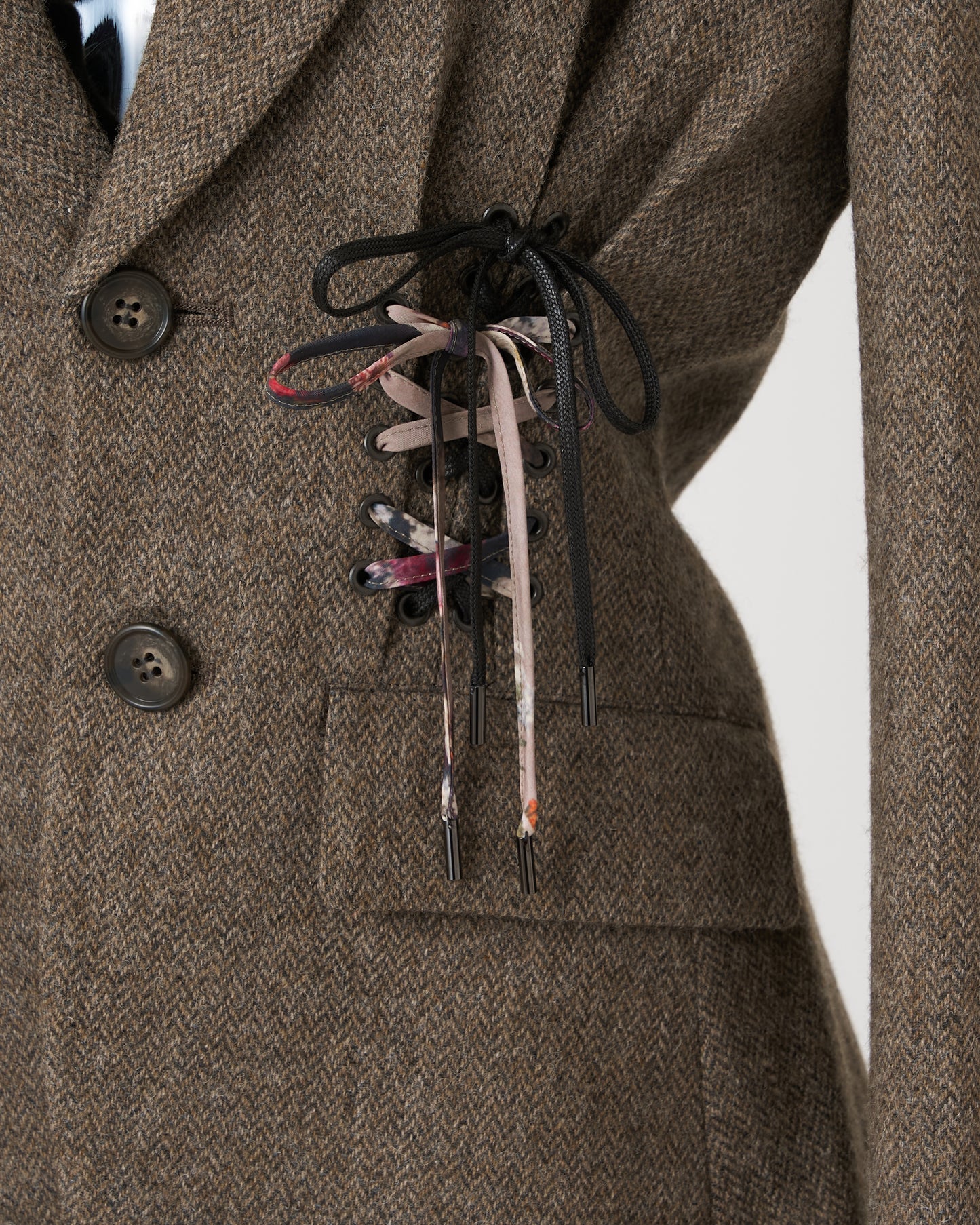 DOUBLE LACE-UP JACKET - BROWN