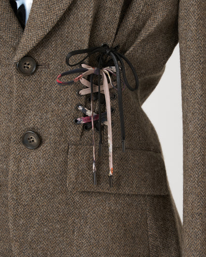 DOUBLE LACE-UP JACKET - BROWN