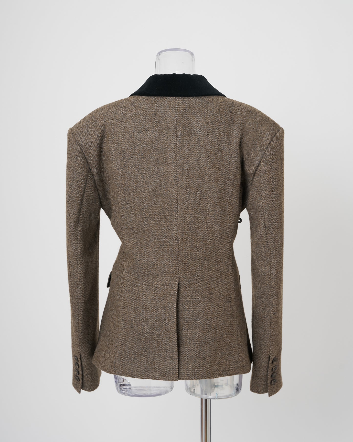 DOUBLE LACE-UP JACKET - BROWN