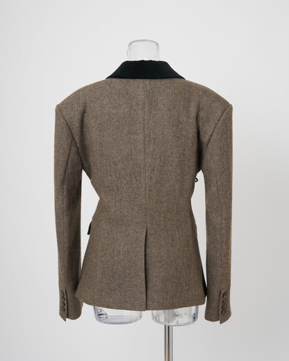 DOUBLE LACE-UP JACKET - BROWN