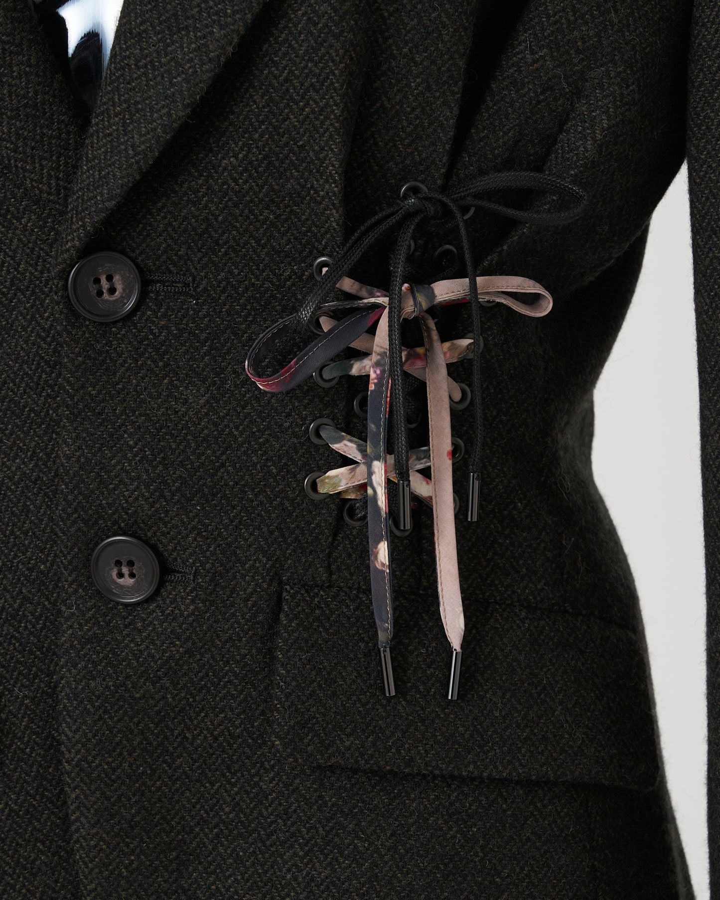 DOUBLE LACE-UP JACKET - GREEN BLACK