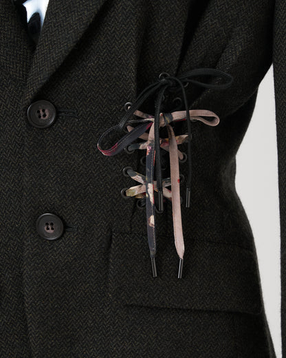 DOUBLE LACE-UP JACKET - GREEN BLACK