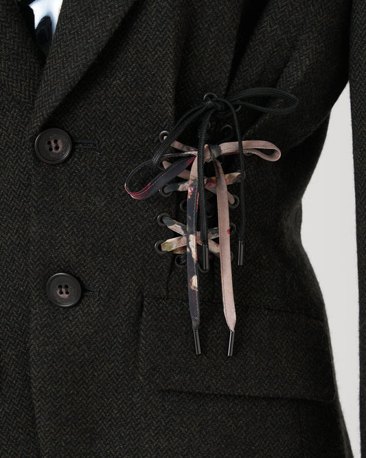 DOUBLE LACE-UP JACKET - GREEN BLACK