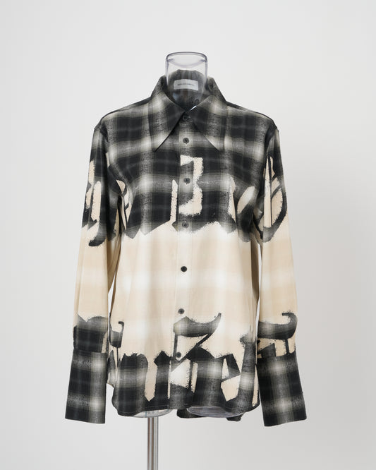BLEACHED CHECK SHIRT - BLACK