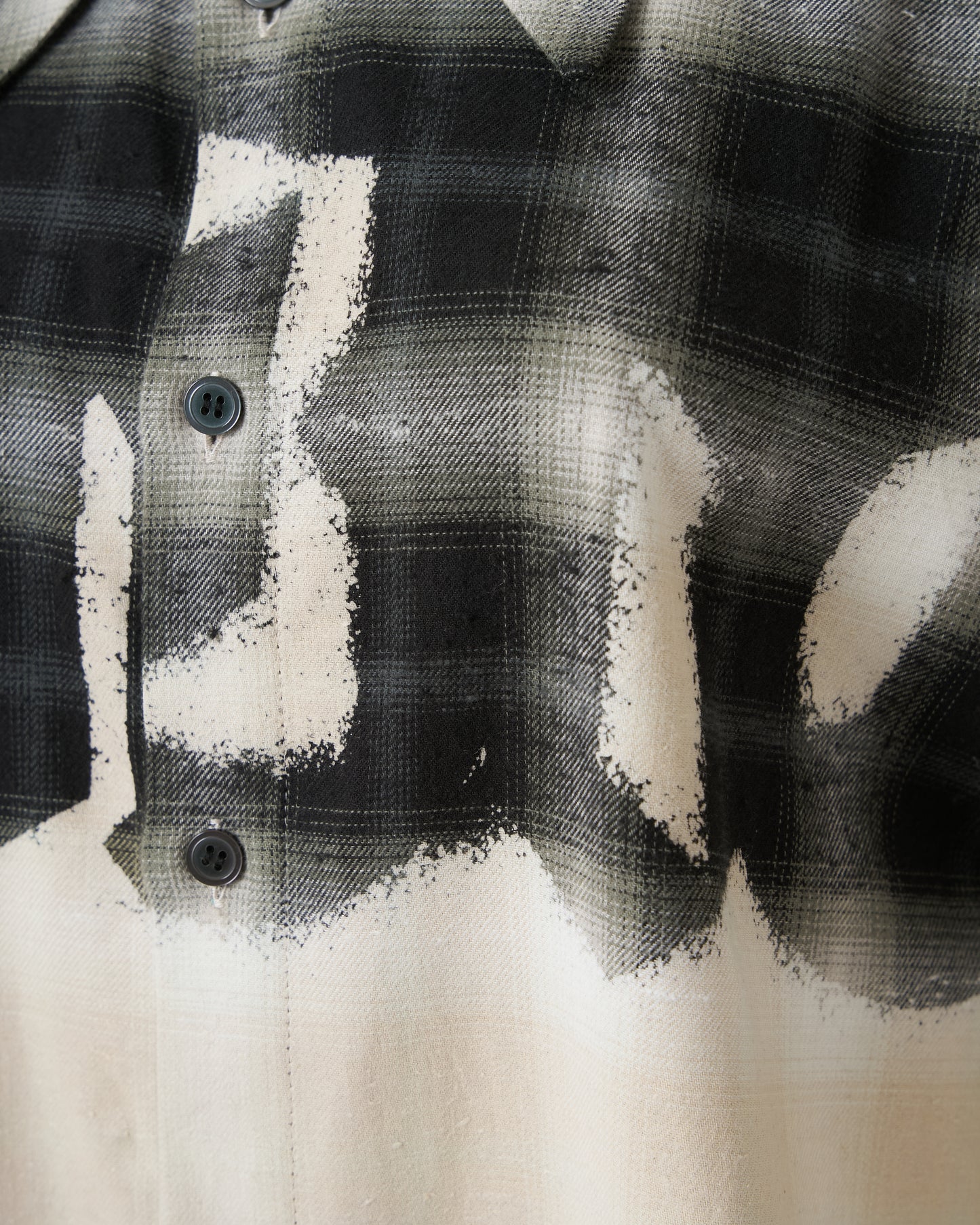 BLEACHED CHECK SHIRT - BLACK