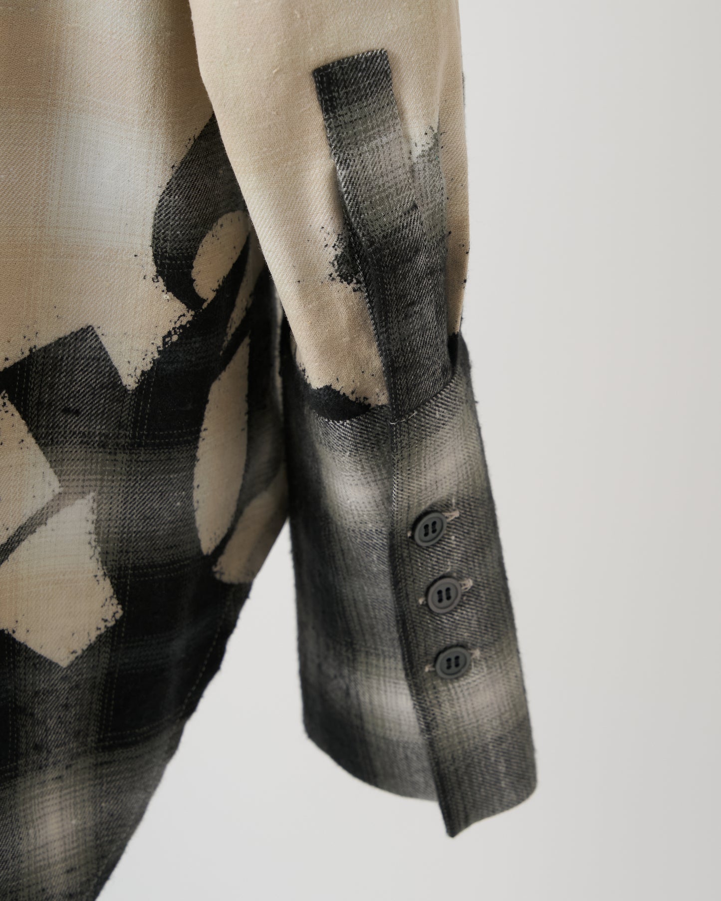BLEACHED CHECK SHIRT - BLACK