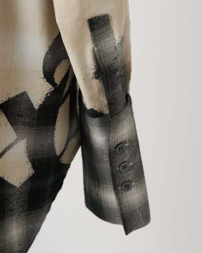 BLEACHED CHECK SHIRT - BLACK