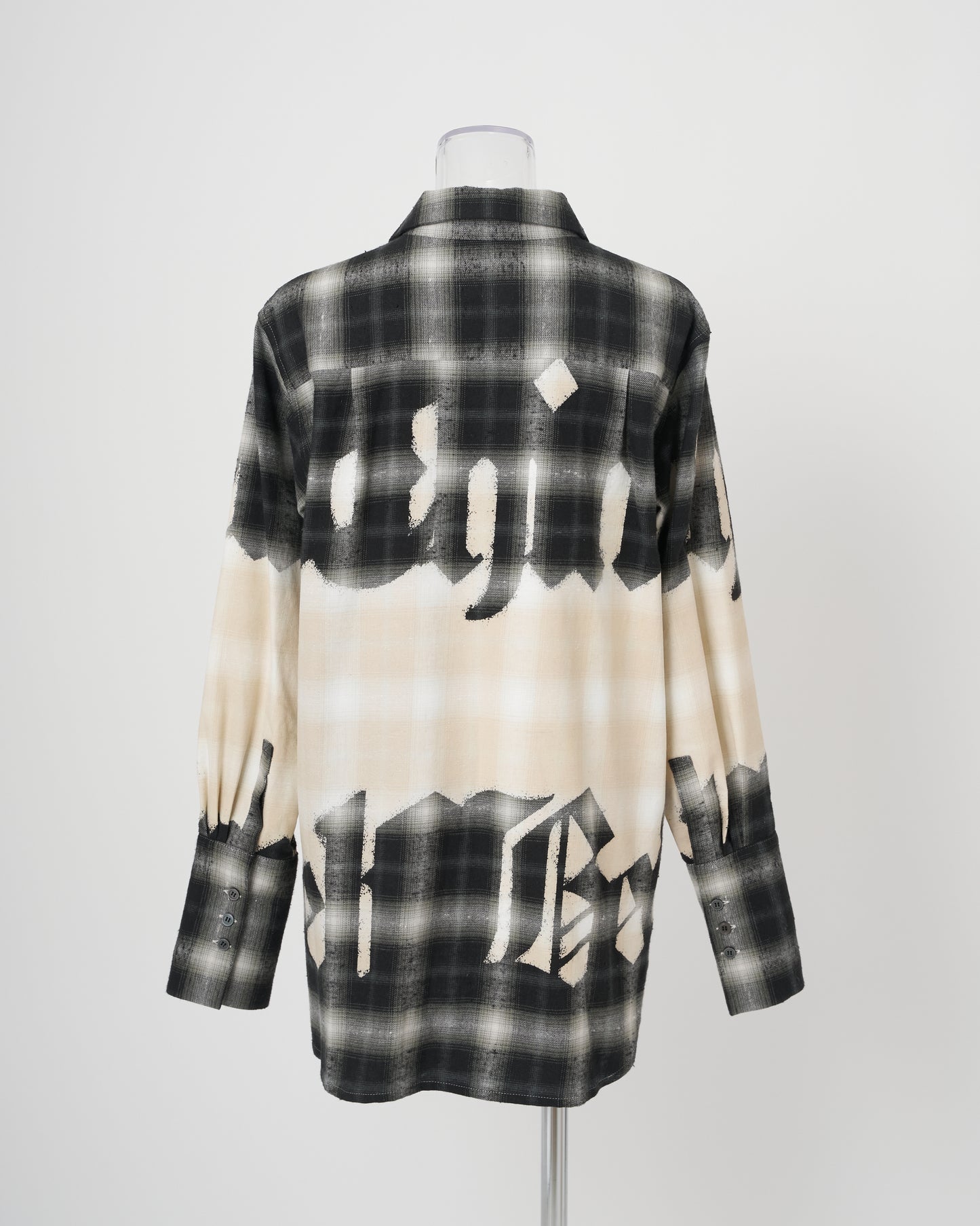BLEACHED CHECK SHIRT - BLACK