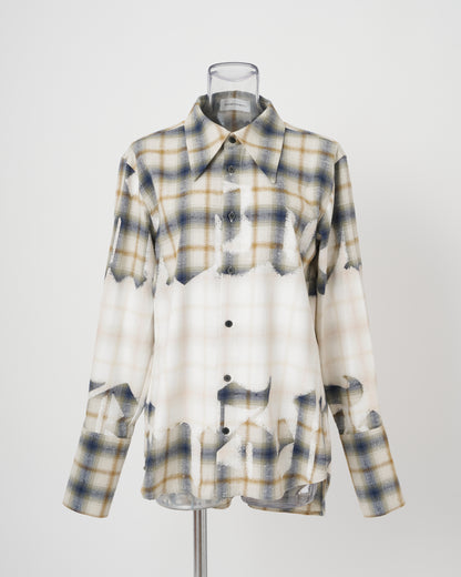 BLEACHED CHECK SHIRT - BLUE