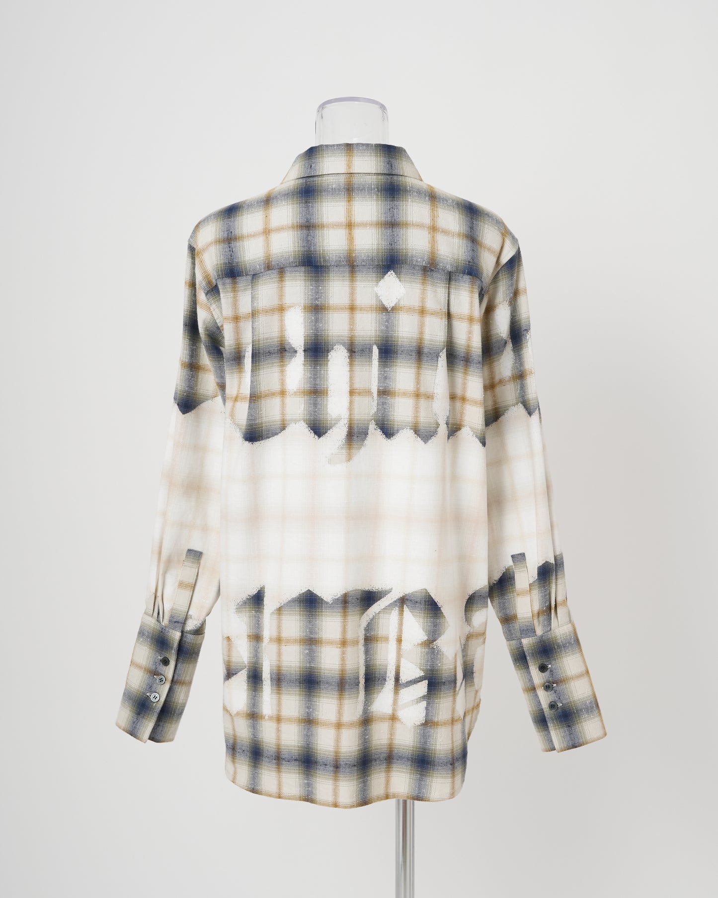 BLEACHED CHECK SHIRT - BLUE