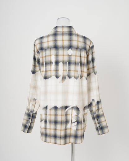 BLEACHED CHECK SHIRT - BLUE