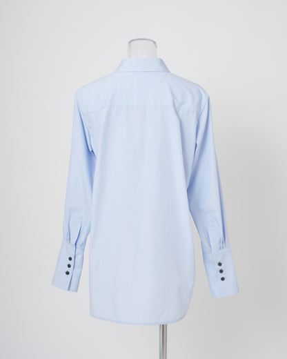 FEATHER-EMBROIDERED SHIRT - BLUE