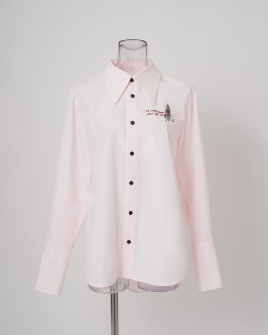 FEATHER-EMBROIDERED SHIRT - PINK