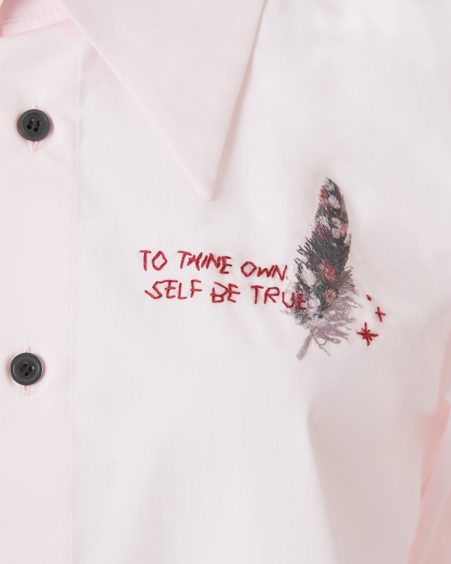 FEATHER-EMBROIDERED SHIRT - PINK