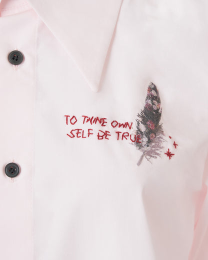 FEATHER-EMBROIDERED SHIRT - PINK