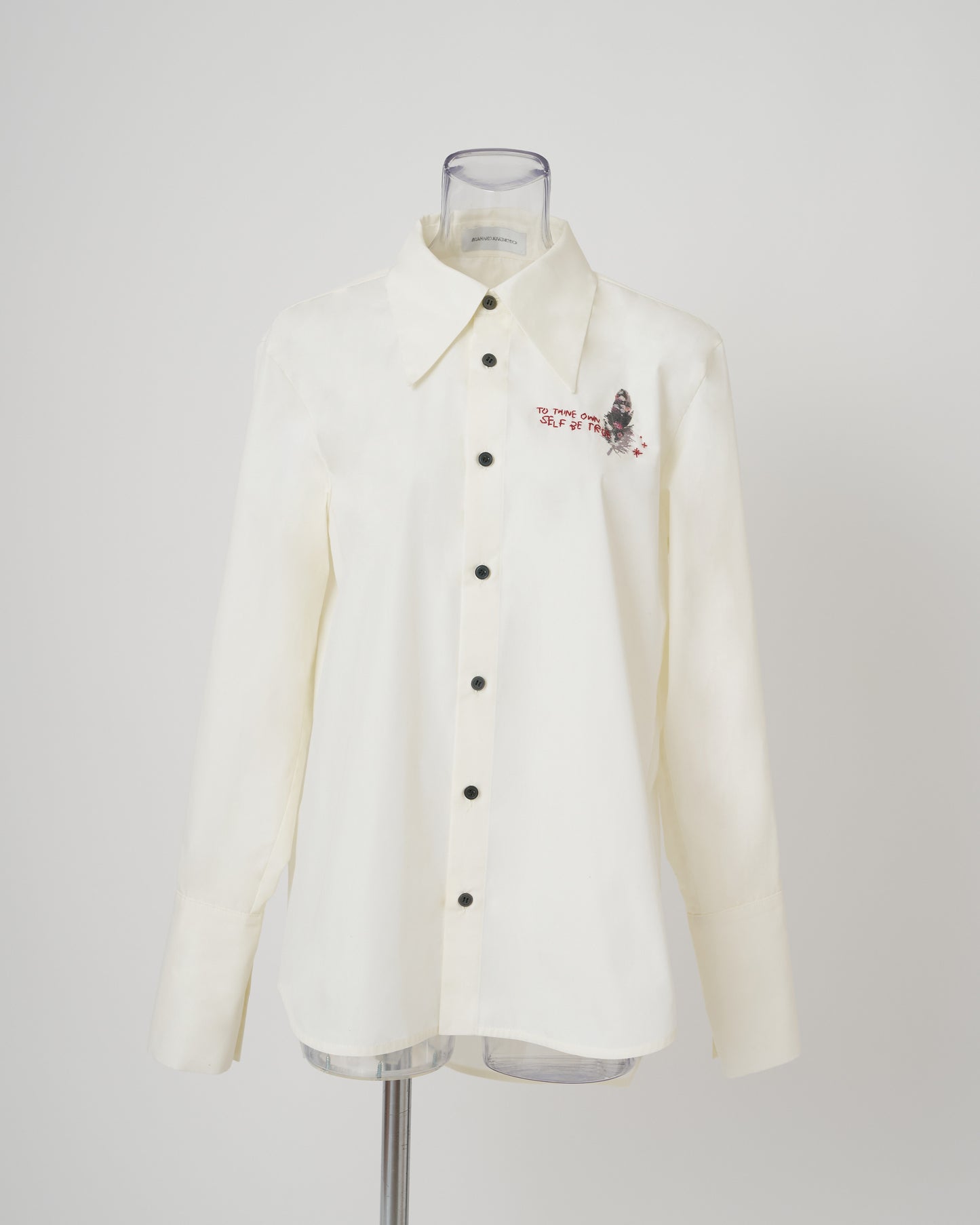 FEATHER-EMBROIDERED SHIRT - WHITE