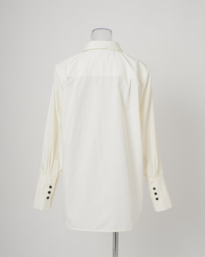 FEATHER-EMBROIDERED SHIRT - WHITE
