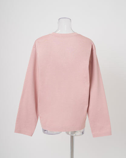 FEATHER-EMBROIDERED LONG SLEEVE T-SHIRT - PINK