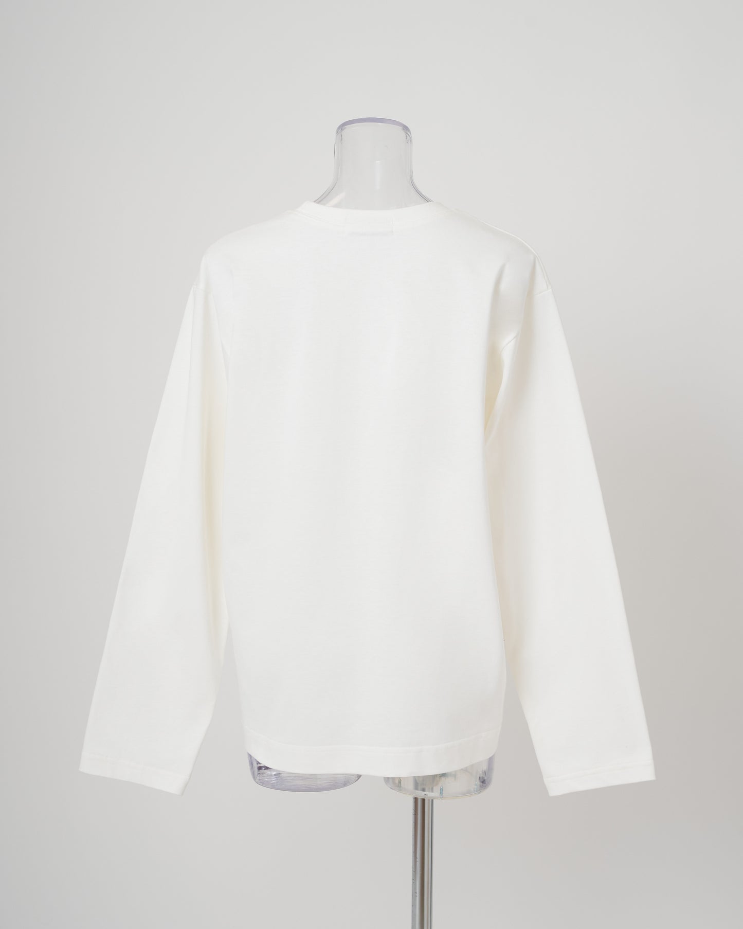 FEATHER-EMBROIDERED LONG SLEEVE T-SHIRT - WHITE