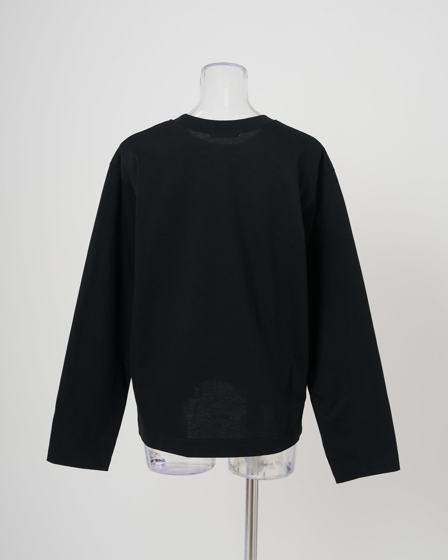 FEATHER-EMBROIDERED LONG SLEEVE T-SHIRT - BLACK
