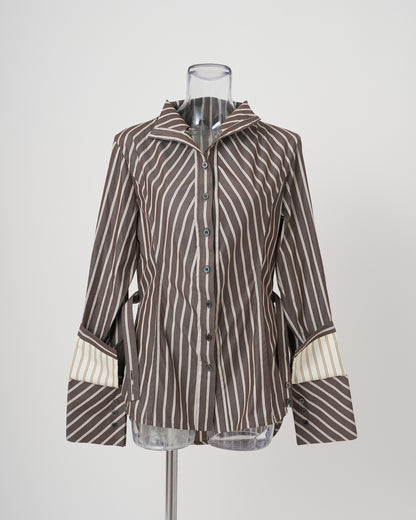 VICTORIAN STRIPED SHIRT - BROWN