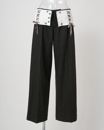 CORSET TROUSERS - GREEN BLACK