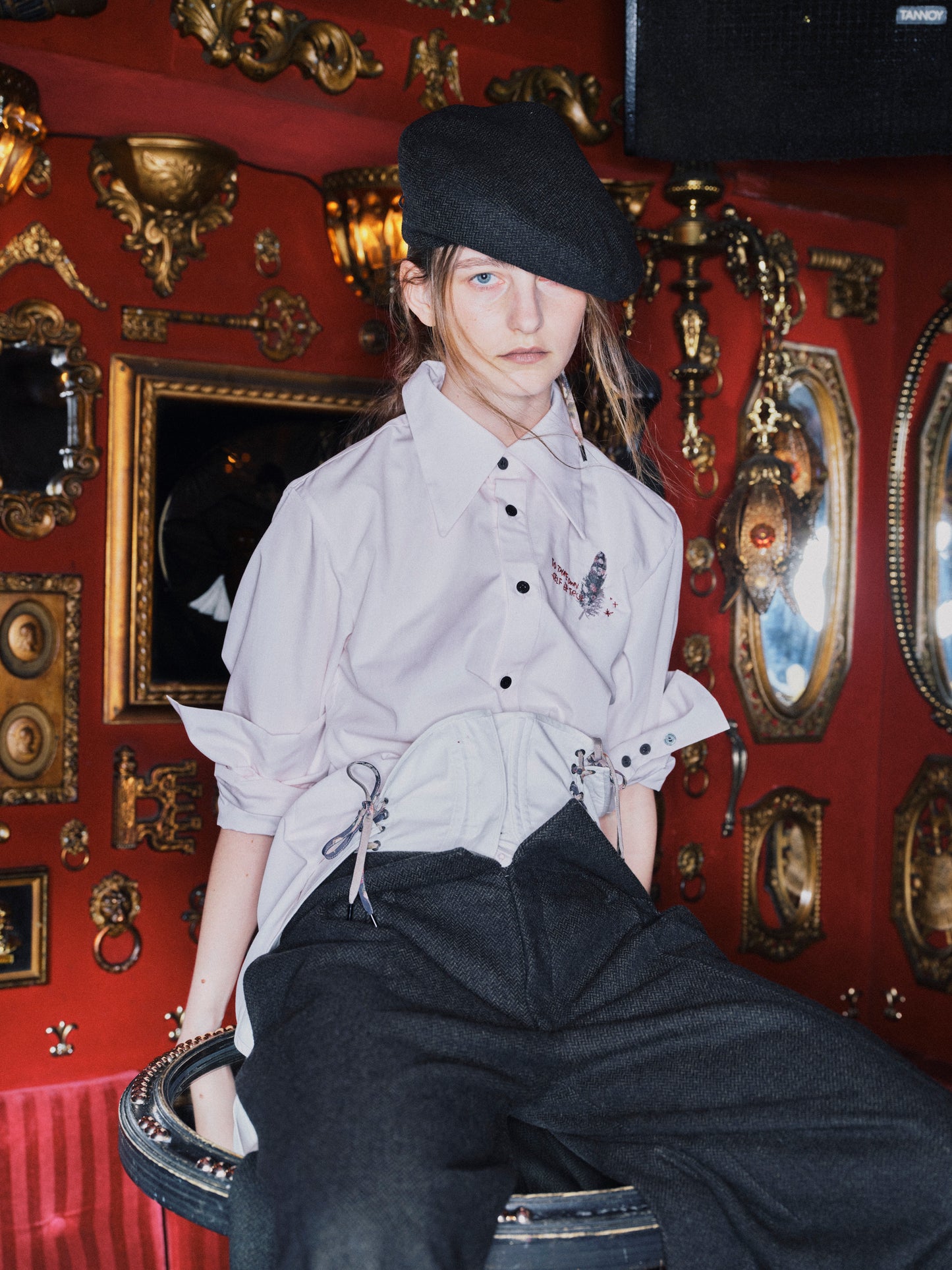 DOUBLE LACE-UP BERET - GREEN BLACK