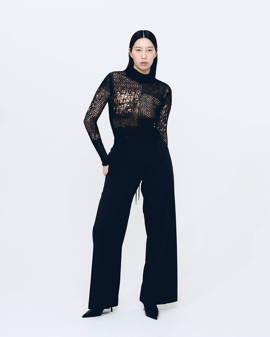 Back Laced-up Trousers (Black)