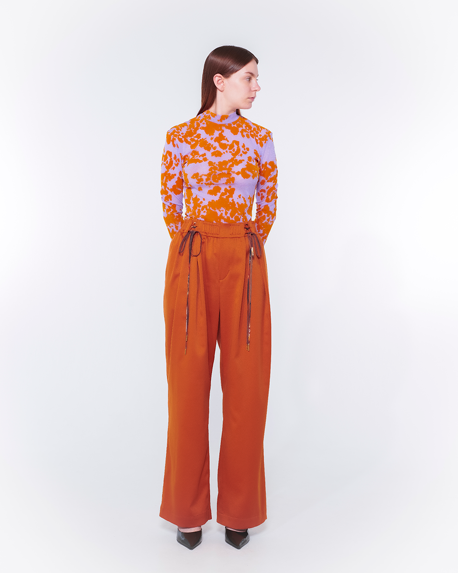 Flocked Power Net Tops（Purple）