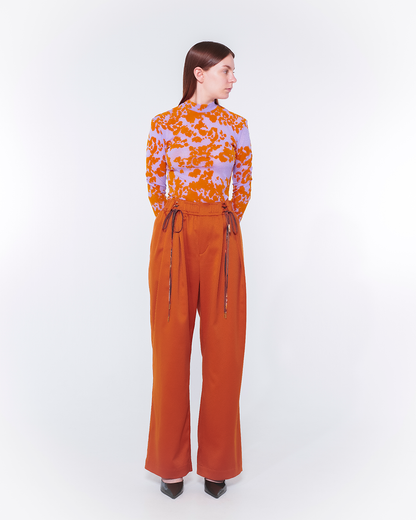 Flocked Power Net Tops（Purple）