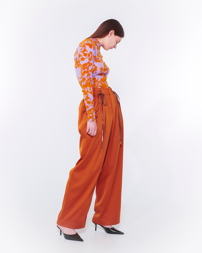 Flocked Power Net Tops（Purple）