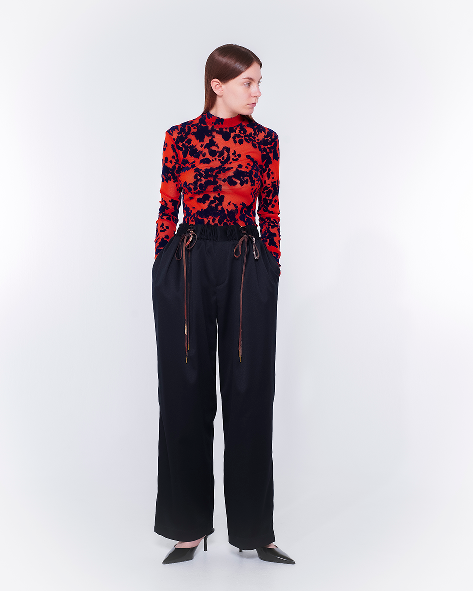 Flocked Power Net Tops（Orange）