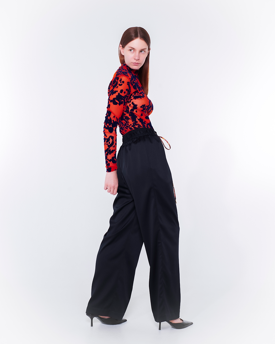 Flocked Power Net Tops（Orange）