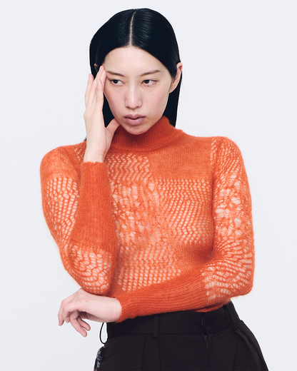 Mohair Gingham Check Tops (Orange)