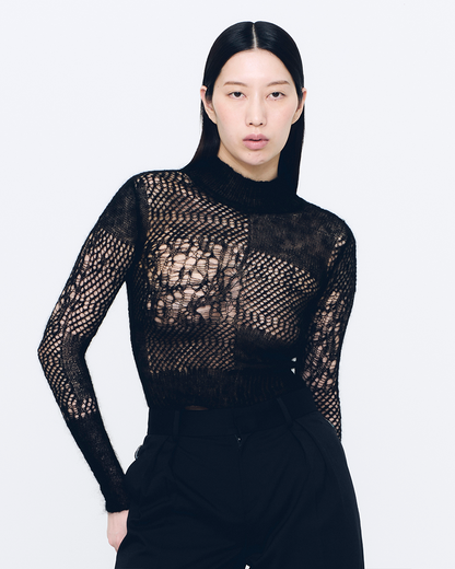 Mohair Gingham Check Tops (Black)