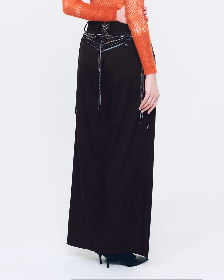 Back Laced-up Trousers (Brown)