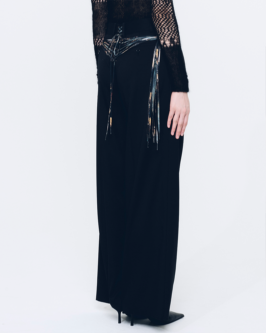 Back Laced-up Trousers (Black)