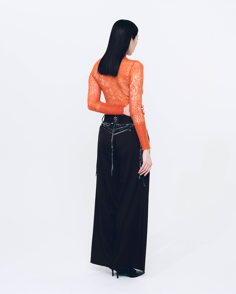 Back Laced-up Trousers (Brown)