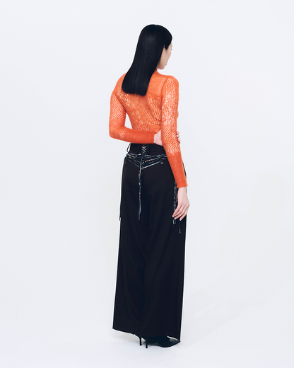 Back Laced-up Trousers (Brown)