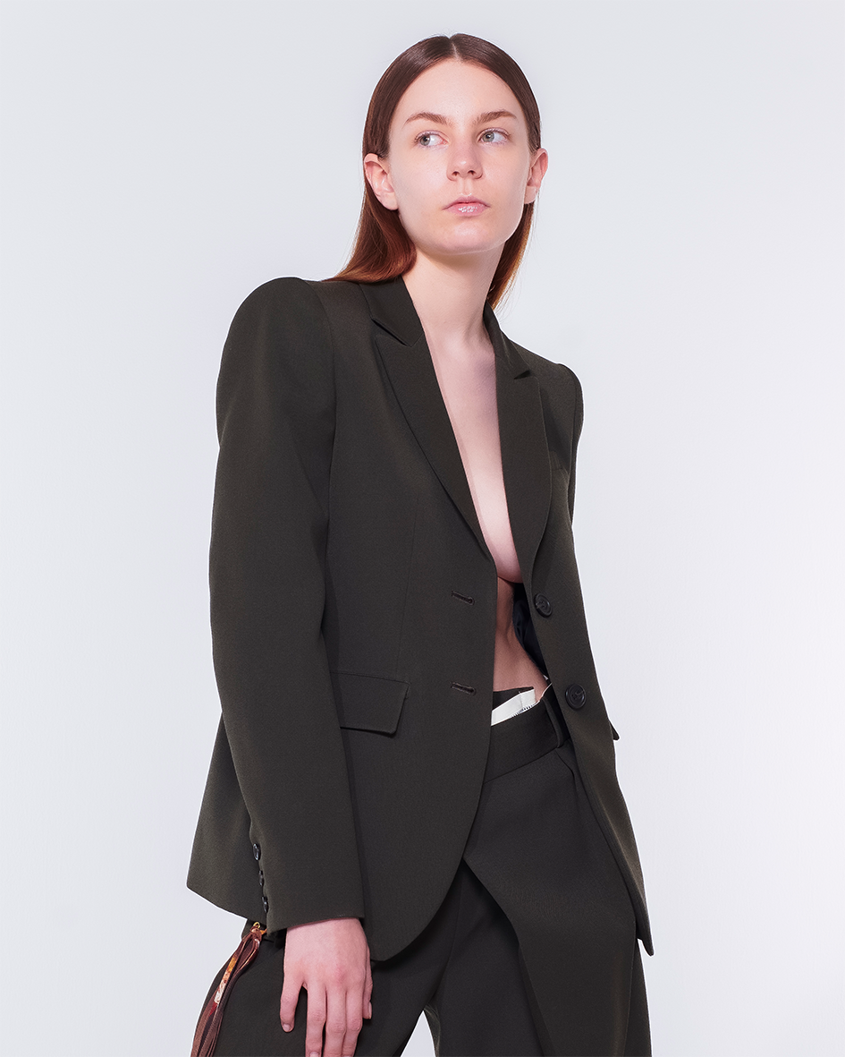 Power Shoulder Jacket (Charcoal Brown)