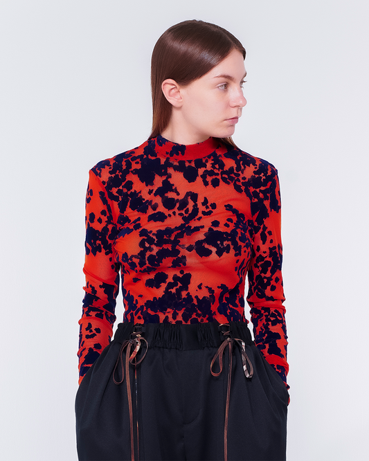 Flocked Power Net Tops（Orange）